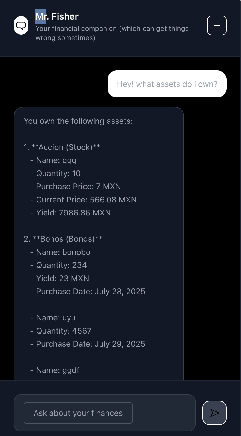 AI assistant interface showing financial guidance